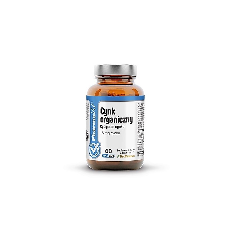 Cynk organiczny PharmoVit 15mg 60 kaps EAN 5902811238670 cytrynian cynku