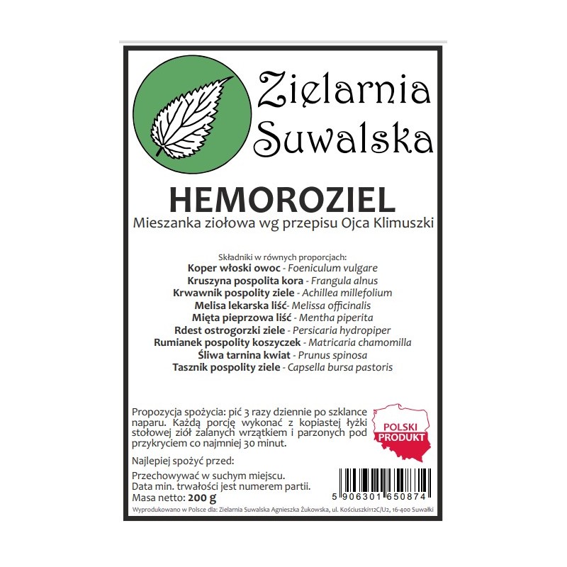 Hemoroziel 200g Zielarnia Suwalska - nowa nazwa dla mieszanki Hemoroidy