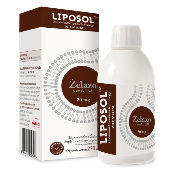 Liposol Żelazo 20 mg o smaku coli 250 ml Medicaline