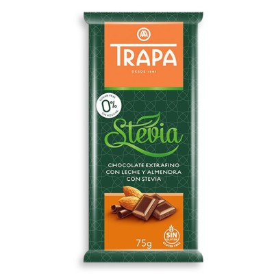 czekolada mleczna z migdałami ze stewią Trapa 75 g bez dodatku cukru