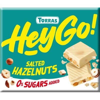 czekolada biała z orzechami laskowymi i solą morską Hey Go Torras 60 g bez dodatku cukru