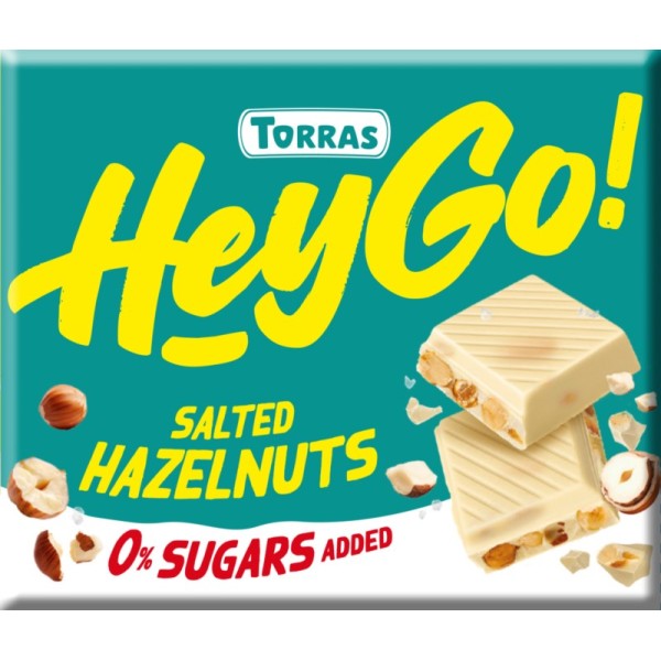 czekolada biała z orzechami laskowymi i solą morską Hey Go Torras 60 g bez dodatku cukru