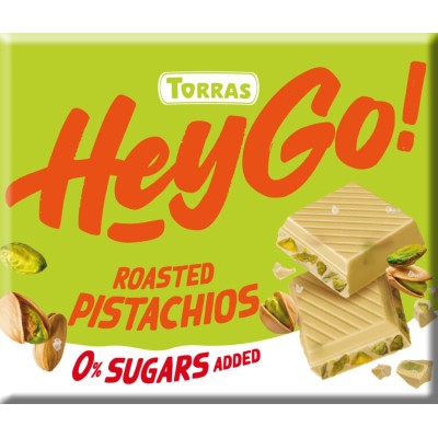 czekolada biała z prażonymi pistacjami Hey Go Torras 60 g bez dodatku cukru