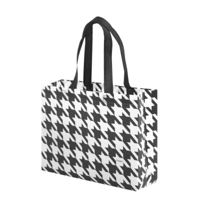 Torba z PP Pepitka ultra mini 8 l biało-czarna torba na zakupy