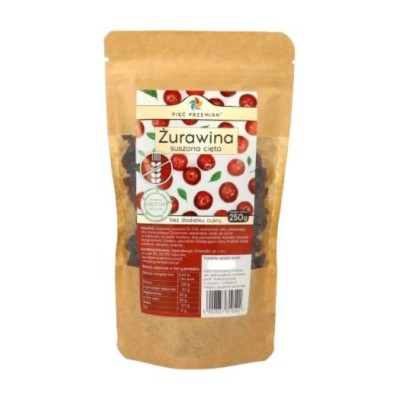 Pięć Przemian Żurawina suszona cięta 250 g bezglutenowa