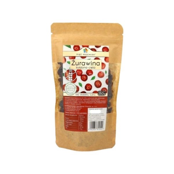 Pięć Przemian Żurawina suszona cięta 250 g bezglutenowa