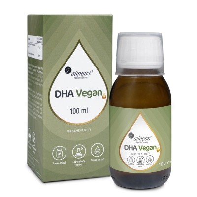 DHA Vegan 100 ml olej z mikroalg Schizochytrium suplement diety w płynie