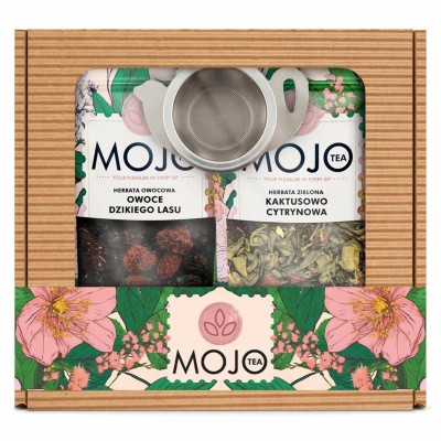 Zestaw herbat MOJO TEA 2 razy 50 g z metalowym zaparzaczem