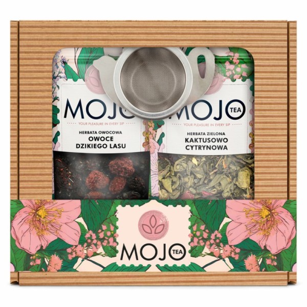 Zestaw herbat MOJO TEA 2 razy 50 g z metalowym zaparzaczem