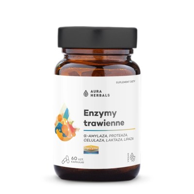 Aura Herbals Enzymy Trawienne DigeZyme 60 kapsułek kompleks pięciu enzymów