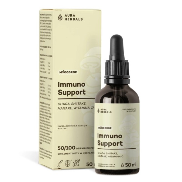 Aura Herbals Immuno Support Chaga Shiitake 50 ml krople z ekstraktami grzybowymi