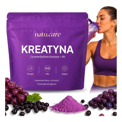 Natu.Care Kreatyna Monohydrat 5g z witaminą B6 porzeczka winogrono 372 g