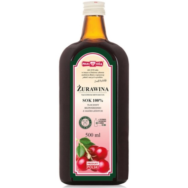 Polska Róża sok z żurawiny NFC 100% 500 ml