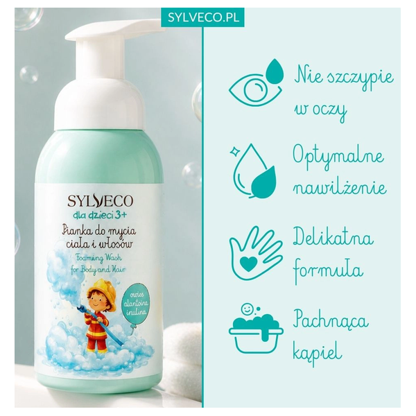 Pianka do mycia ciała i włosów Guma balonowa Sylveco 290 ml - cechy charakterystyczne