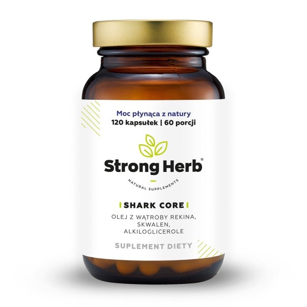 Shark Core Strong Herb 120 kapsułek softgel – olej z wątroby rekina, alkiloglicerole AKG i skwalen