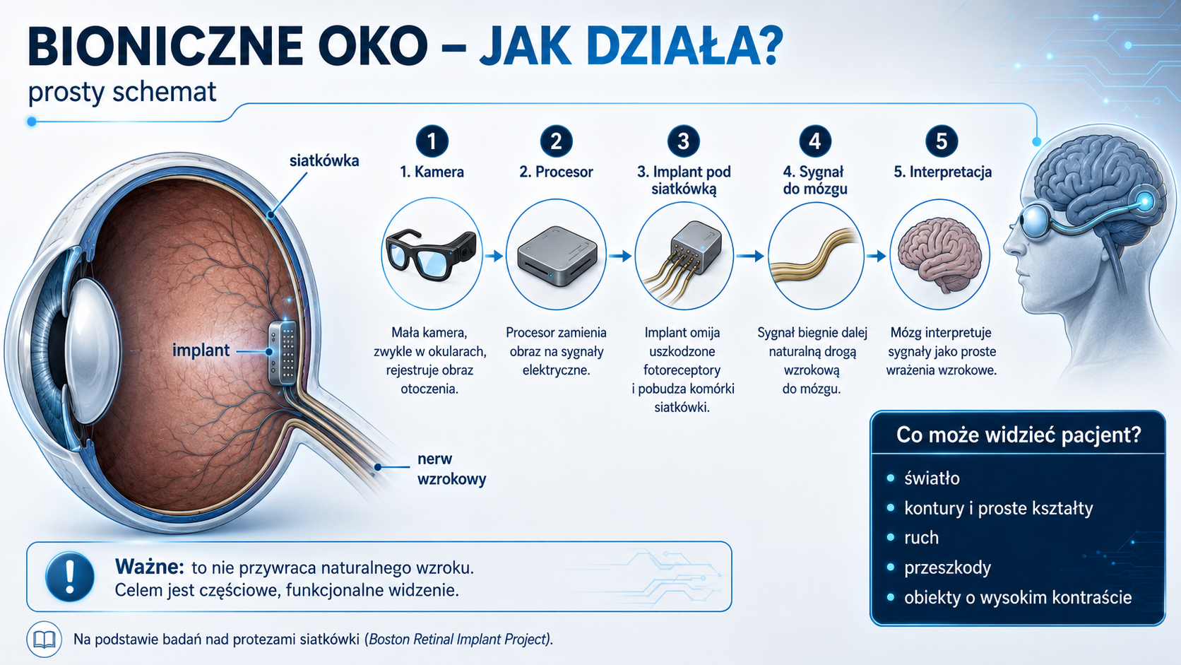 Bioniczne oko i schemat działania implantu siatkówki