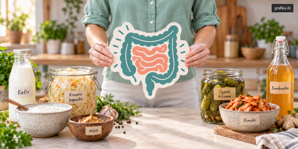 Naturalne probiotyki w diecie – kefir, kiszona kapusta, ogórki kiszone, kimchi, miso i kombucha